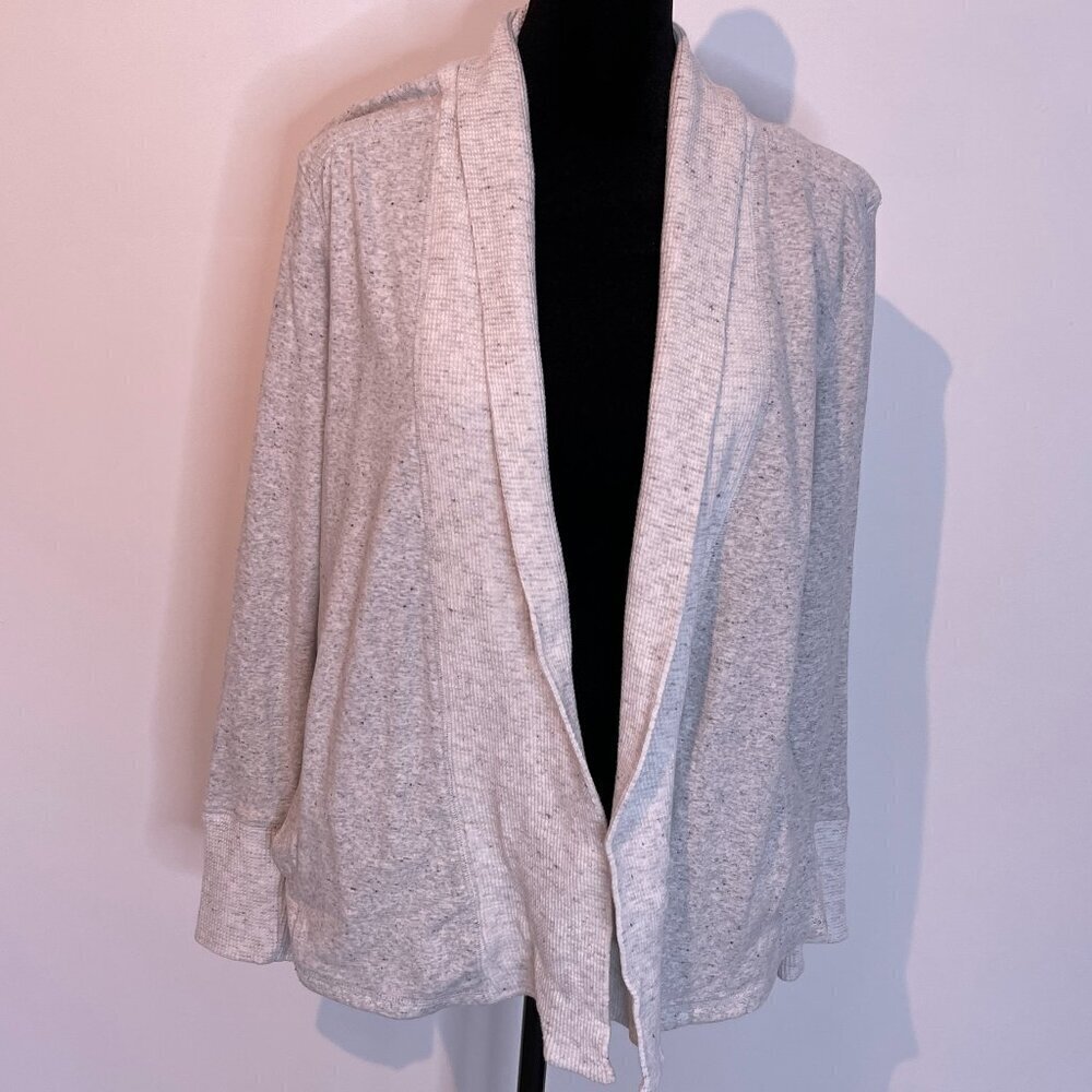 Talbots Gray Waffle Knit Cardigan size Large